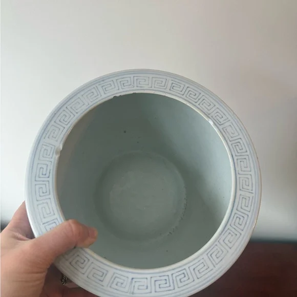 Blue and White Floral Ceramic Planter with Greenery (artificial greenery) - Picture 5 of 7